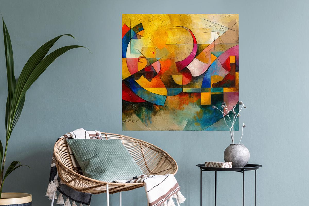 WANDTATTOO Kunst - Abstrakt - Modern Wanddeko 50x50 cm - Gelb, Kunststoff (50/50/0.1cm) - MuchoWow