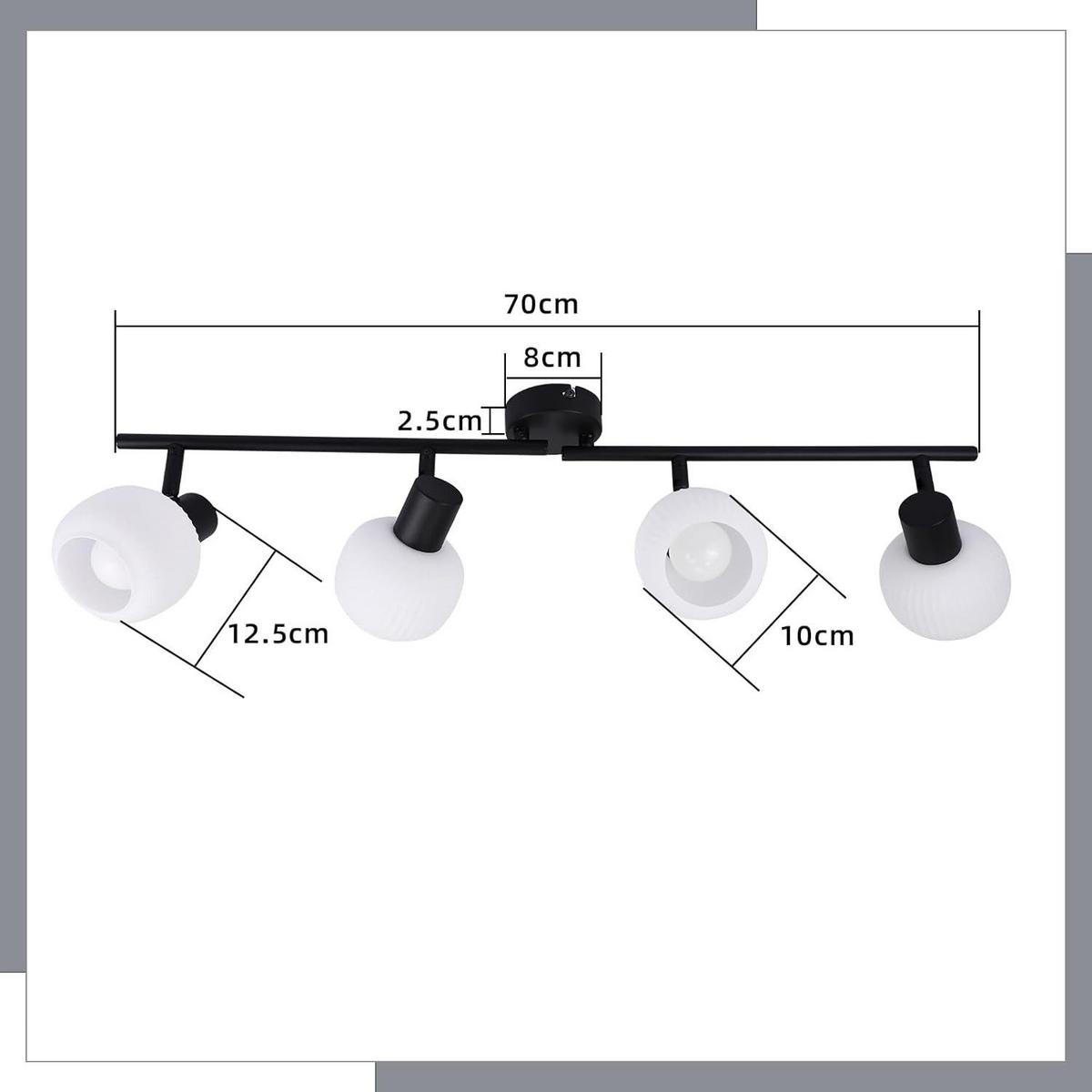 DECKENSTRAHLER Lantra 10/16.5/70 cm - Schwarz, Metall (70/10/16.5cm) - ZMH