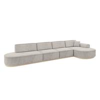 ECKSOFA Ottomane Rechts MARI-L3-v1 - 413x171x83 cm Hellbraun Velours - Hellbraun, Holzwerkstoff/Textil (171/413cm) - ALTDECOR