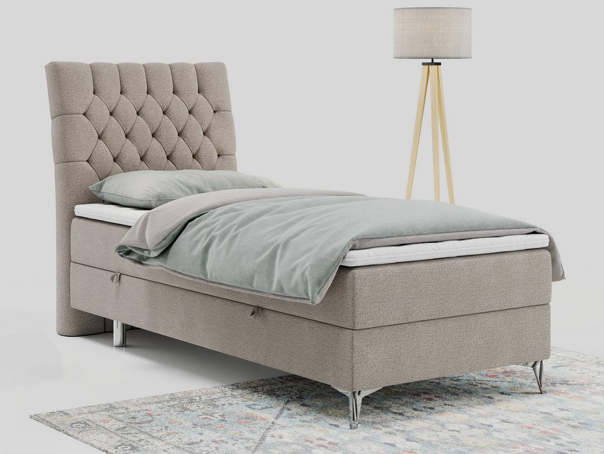 BOXBETT MILEN 90/200 Beige Struktur - H3 - Links Seite - Beige, Holz/Textil (90/200cm) - MKS