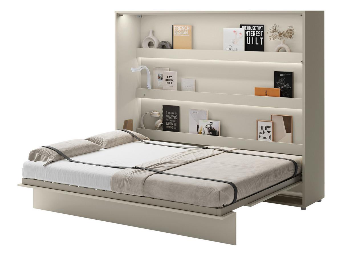 SCHRANKBETT Bed-Concept BC-14 160x200 mit weißer LED Beleuchtung - Kaschmir/Grau, Holz/Holzwerkstoff (160/200cm) - MIRJAN24