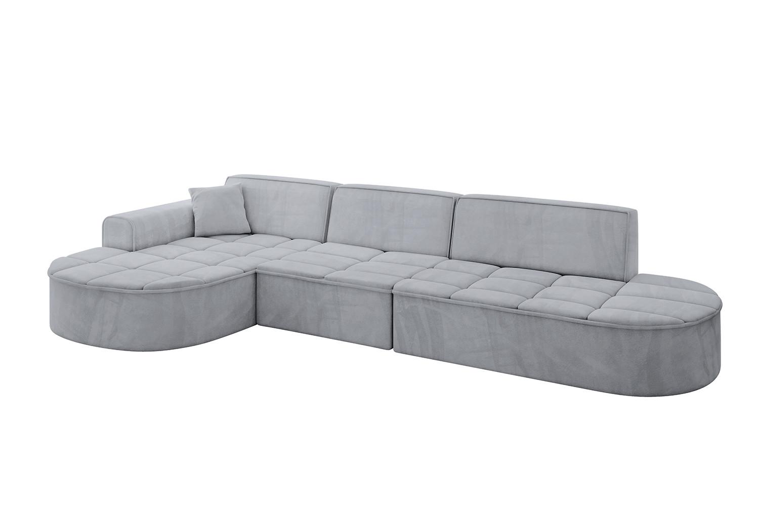 ECKSOFA Ottomane Links TARO-L2 - 328x171x79,5 cm Hellgrau - Grau, Holzwerkstoff/Textil (328/171cm) - ALTDECOR