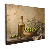 LEINWANDBILD Oliven - Stilleben - Vintage Wandbild 40x30 cm - Olivgrün, Textil (40/30cm) - MuchoWow
