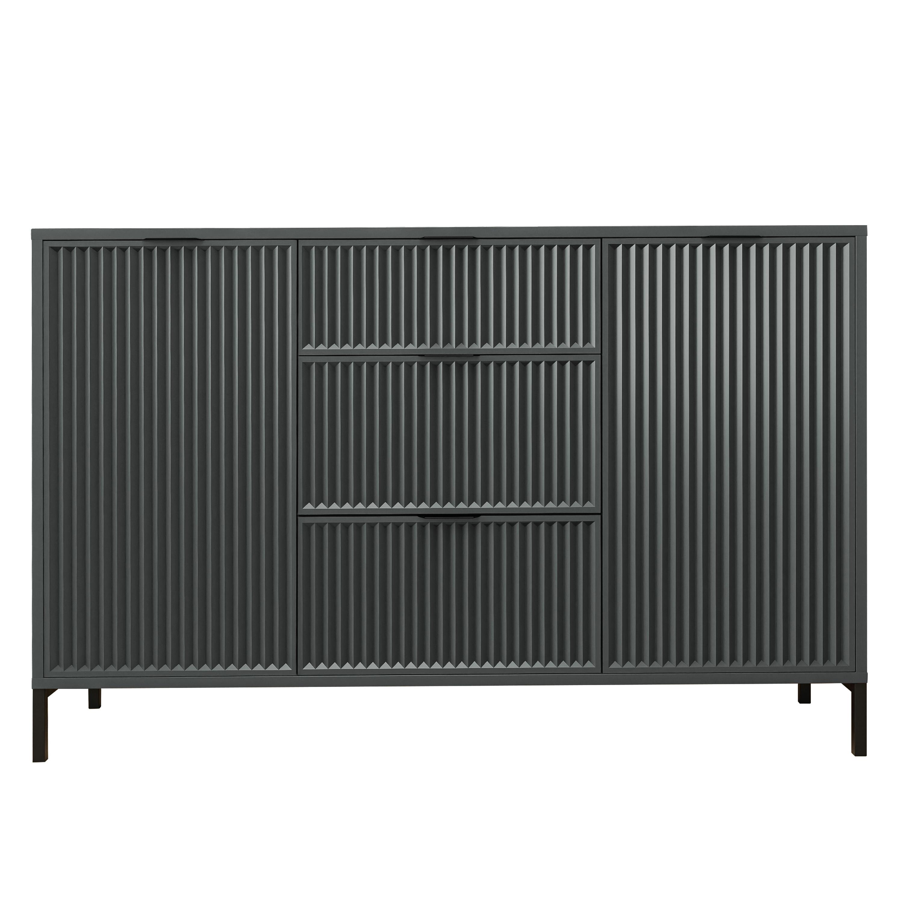 KOMMODE klein Aufbewahrungsschrank mit 3 Schubladen und 2 Türen, Grün - Grün, Holzwerkstoff (135/87/41cm) - Idohome