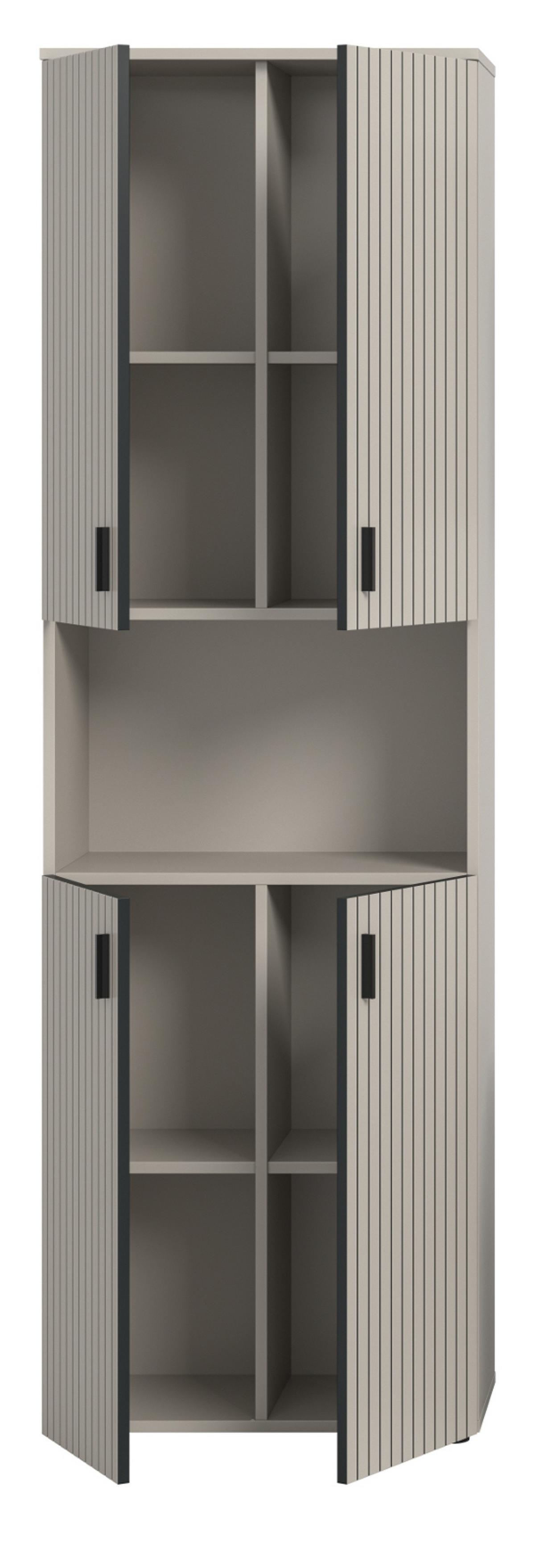 HOCHSCHRANK kaschmir 60 x 192 cm, Badschrank 4-türig - Kaschmir/Schwarz, Holzwerkstoff/Kunststoff (60/192/30cm) - Inn.Furn