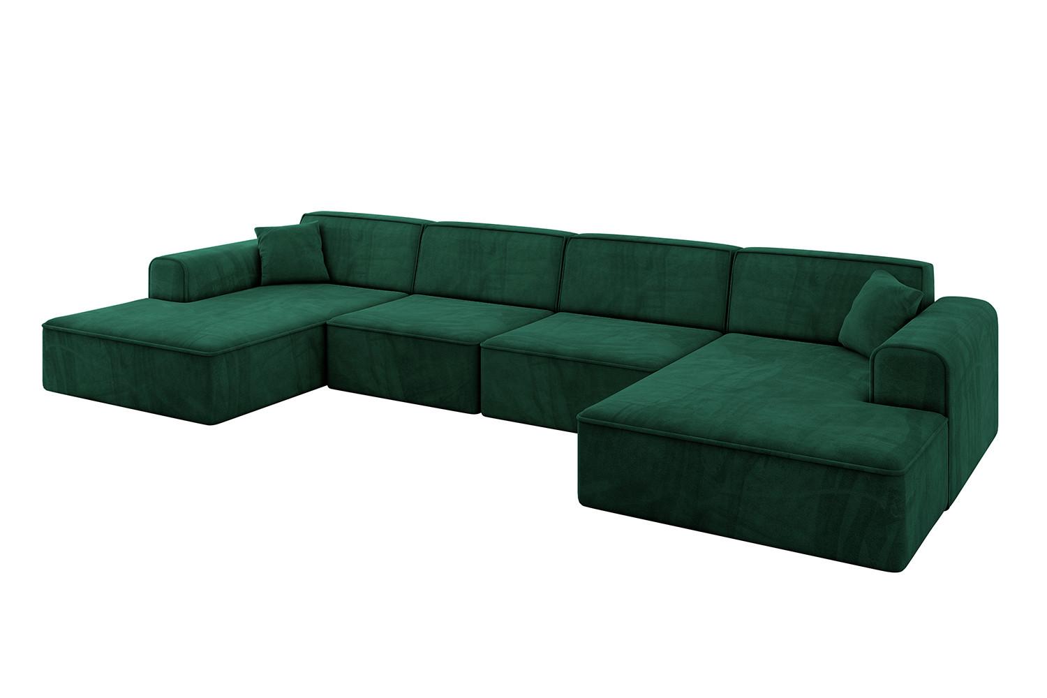 WOHNLANDSCHAFT IREA-U2-v3 - 386x165x77 cm Grün - Smaragdgrün/Dunkelgrün, Holzwerkstoff/Textil (386/77/165cm) - ALTDECOR