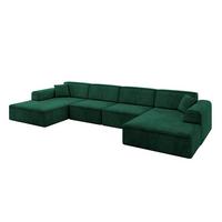 WOHNLANDSCHAFT IREA-U2-v3 - 386x165x77 cm Grün - Smaragdgrün/Dunkelgrün, Holzwerkstoff/Textil (386/77/165cm) - ALTDECOR