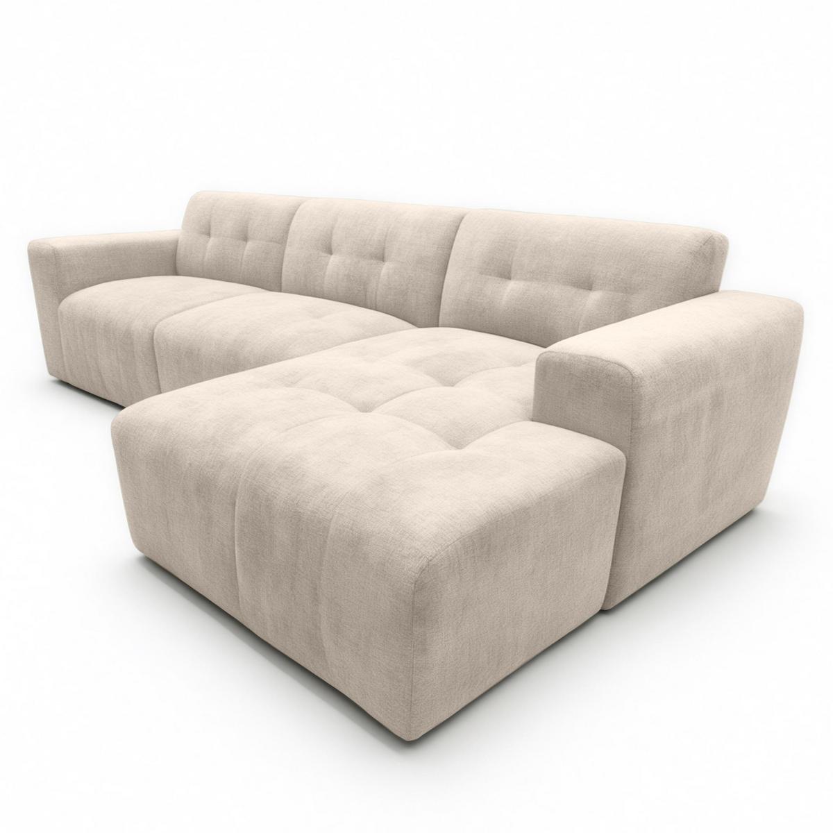 ECKSOFA L Form Corlu Creme 310/165/78 cm – stilvolle kleine Eckcouch Rechts - Creme/Schwarz, Kunststoff/Textil (165/310cm) - AX Living