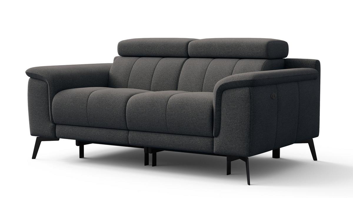 RELAXSOFA FIERO 2-Sitzer mit 2 Relaxfunktionen, dunkelgrau - Dunkelgrau/Schwarz, Holzwerkstoff/Textil (170/82/103cm) - Wozimo