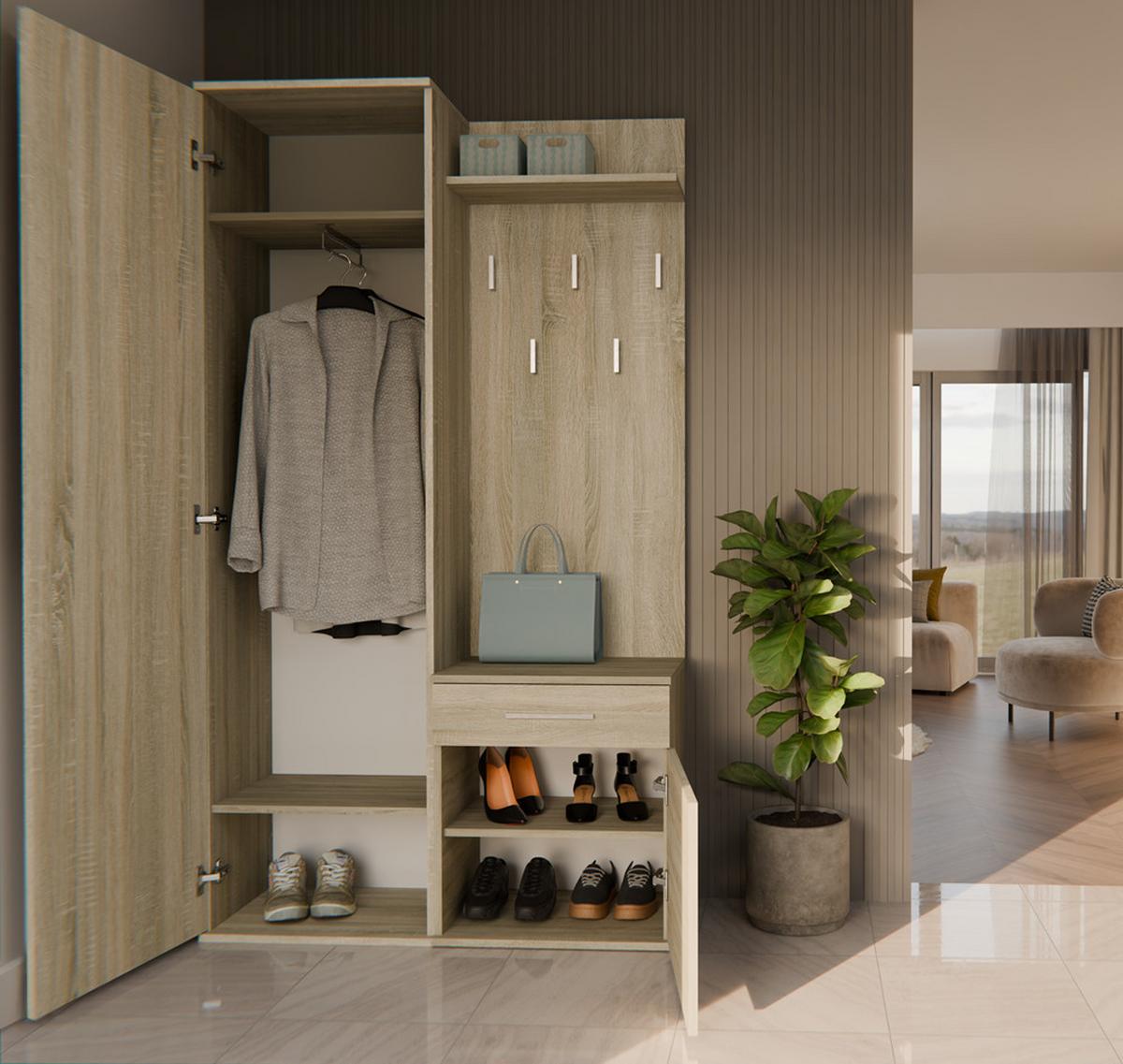 GARDEROBE modern mit Spiegel Schrank Duo Sonoma 100/180/35 - Sonoma Eiche, Holzwerkstoff (100/180/35cm) - RAUMHIRSCH FURNITURE