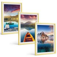 BILDER SET 3er Set - 40x60 cm Goldrahmen - Seen, Berge, Boote, Frieden - Goldfarben, Kunststoff (40/60cm) - TULUP
