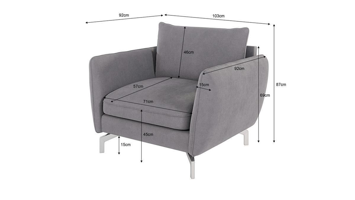 SESSEL Elou Grau Microfaser - Chromfarben/Grau, Holz/Textil (103/87/92cm) - S-Style Möbel