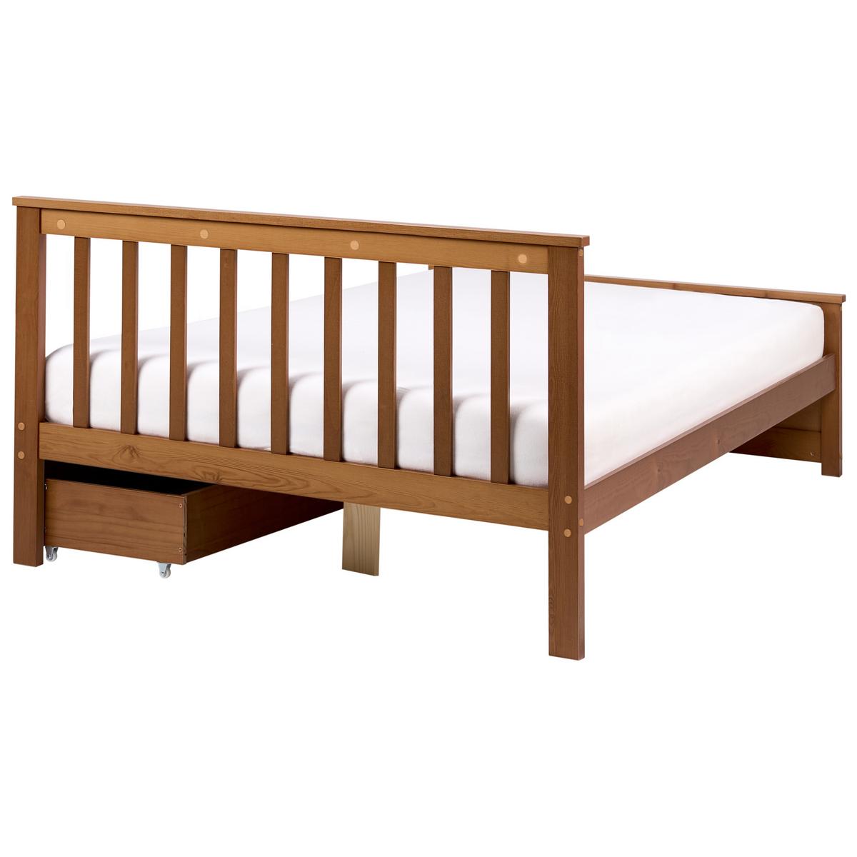 BETT mit 2 Schubladen 120/200 cm Kiefernholz Braun Olendon - Braun, Holz (120/200cm) - Beliani