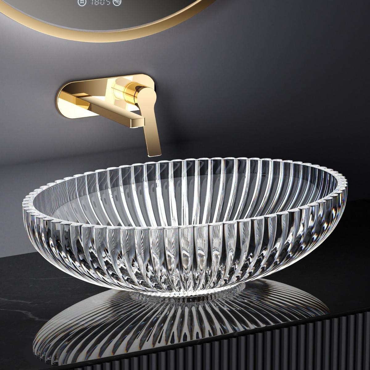 WASCHBECKEN Oval Glas Transparent 51 / 35 / 15 cm - Transparent, Glas (51/15/35cm) - EMKE