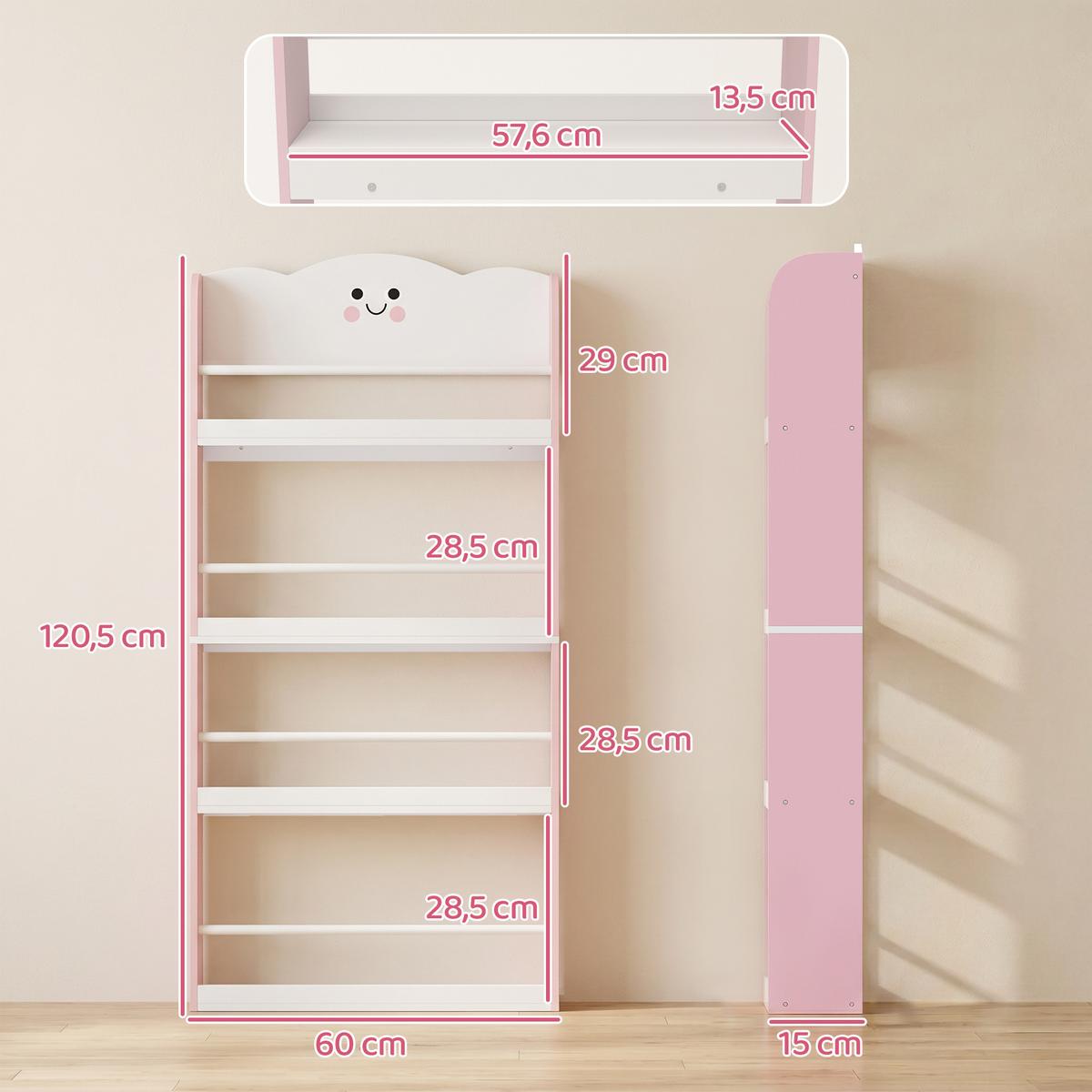 KINDERBÜCHERREGAL MDF Kiefer Rosa - Rosa, Holzwerkstoff (15/120.5/60cm) - AIYAPLAY
