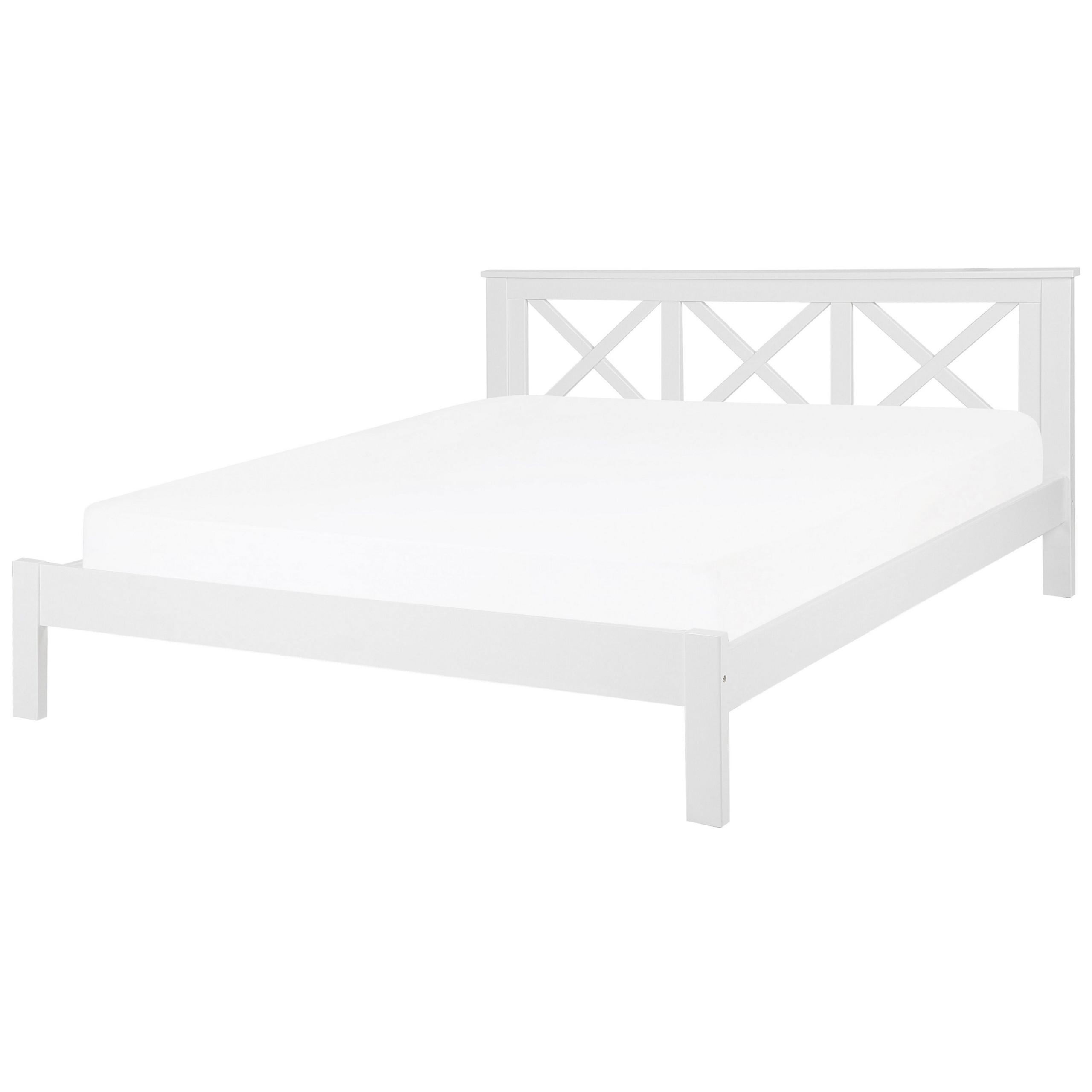 BETT mit Lattenrost 180x200 cm Weiß Tannay - Weiß, Holz (180/200cm) - Beliani