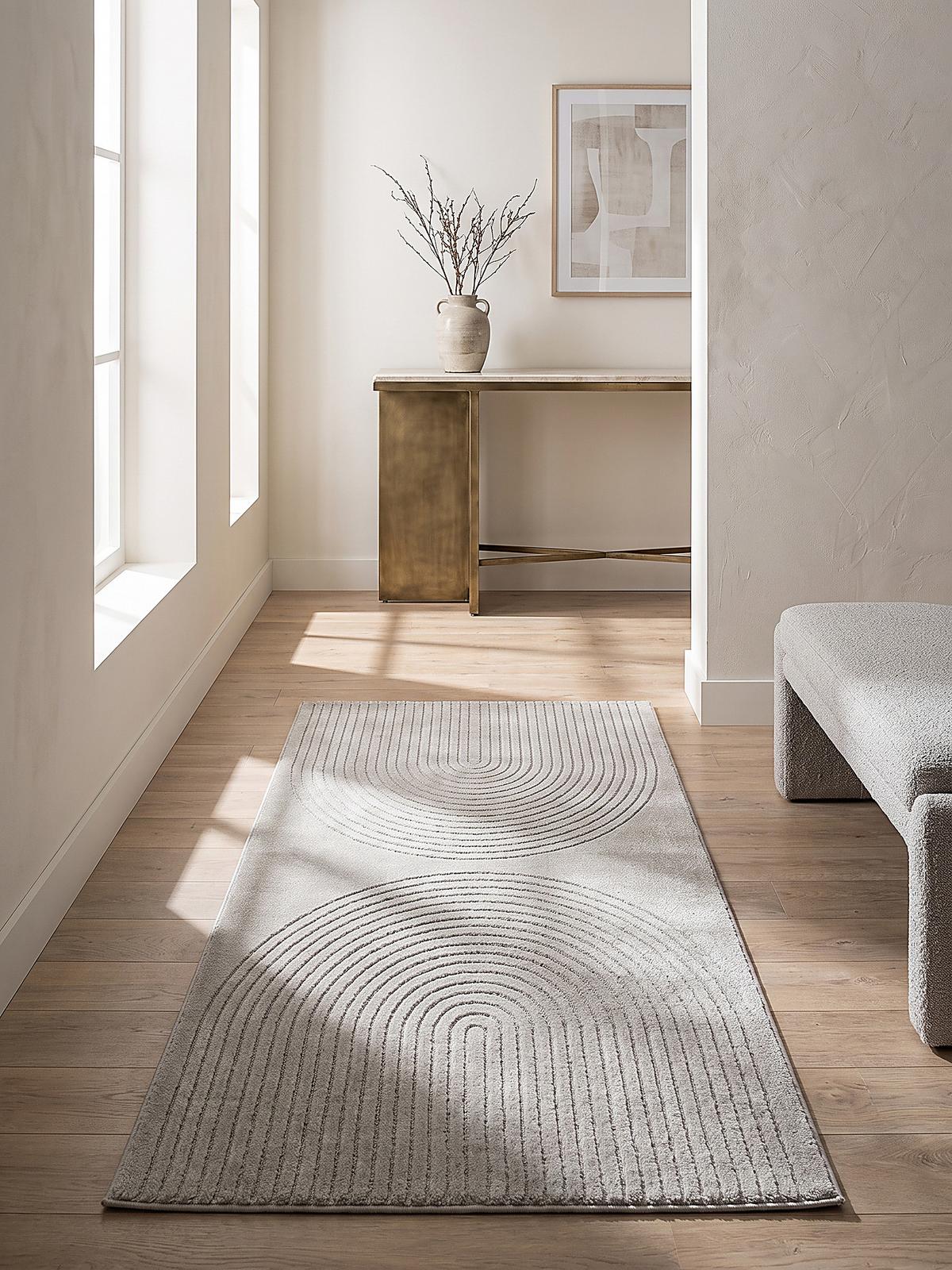 TEPPICHLÄUFER Geometrisch MUOTA Polypropylen Grau 80 x 150 cm - Grau, Textil (80/150cm) - KADIMA DESIGN
