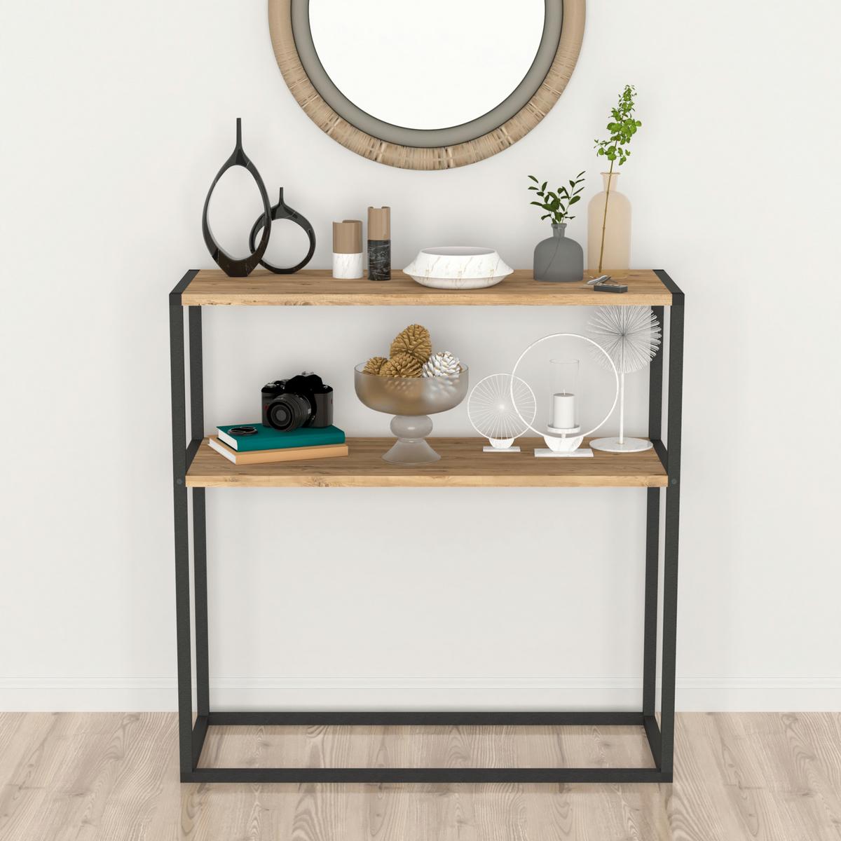 KONSOLENTISCH Hemsedal - Eichefarben, Holzwerkstoff (34/90/90cm) - [en.casa]