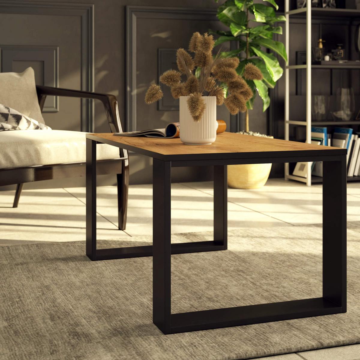 COUCHTISCH Eiche Craft, Schwarz 45/92/53 - Schwarz, Textil (53/92/45cm) - RAUMHIRSCH FURNITURE
