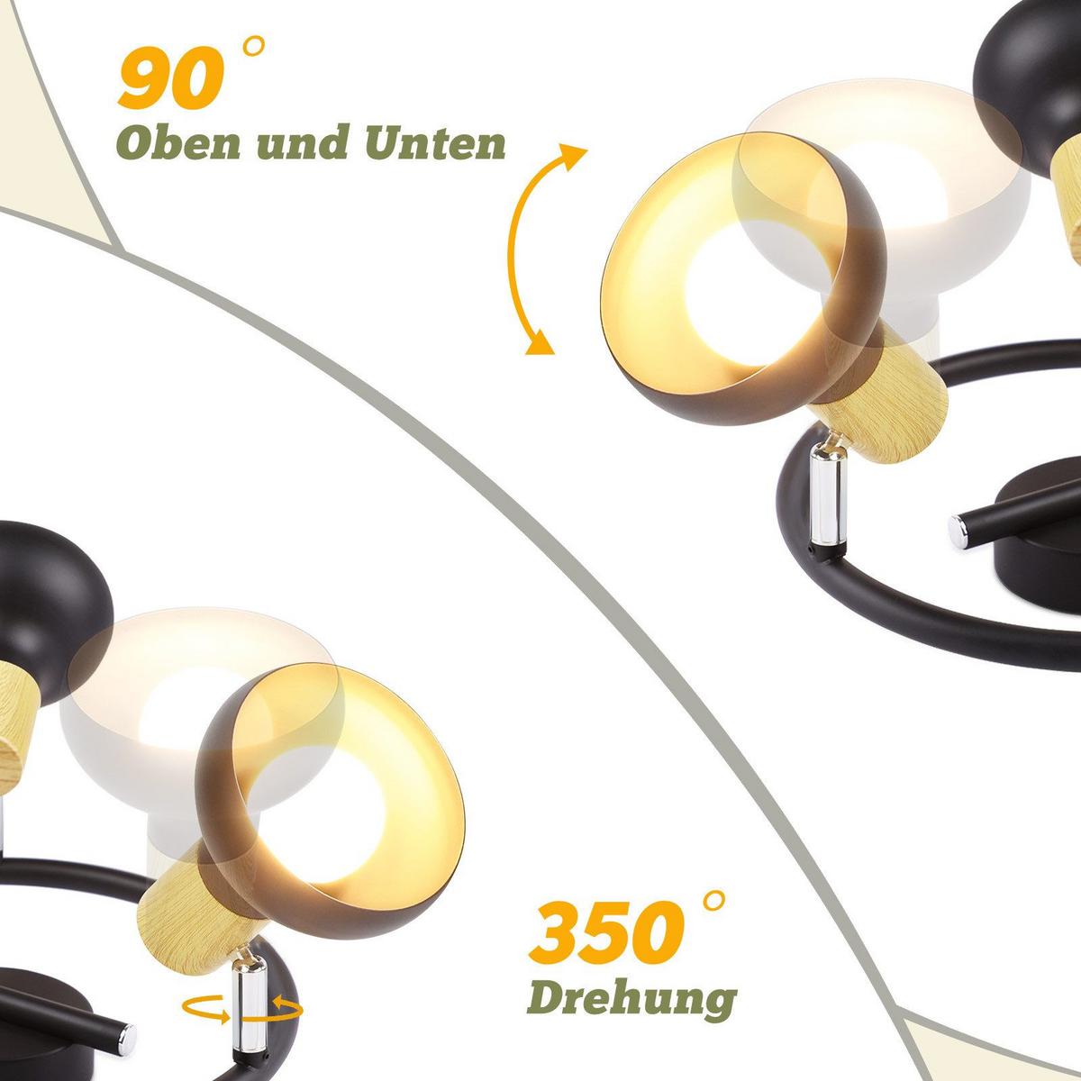 DECKENSTRAHLER Levalley 3-flammig 25/25/15.5cm - Schwarz, Metall (25/25/15.5cm) - Nettlife