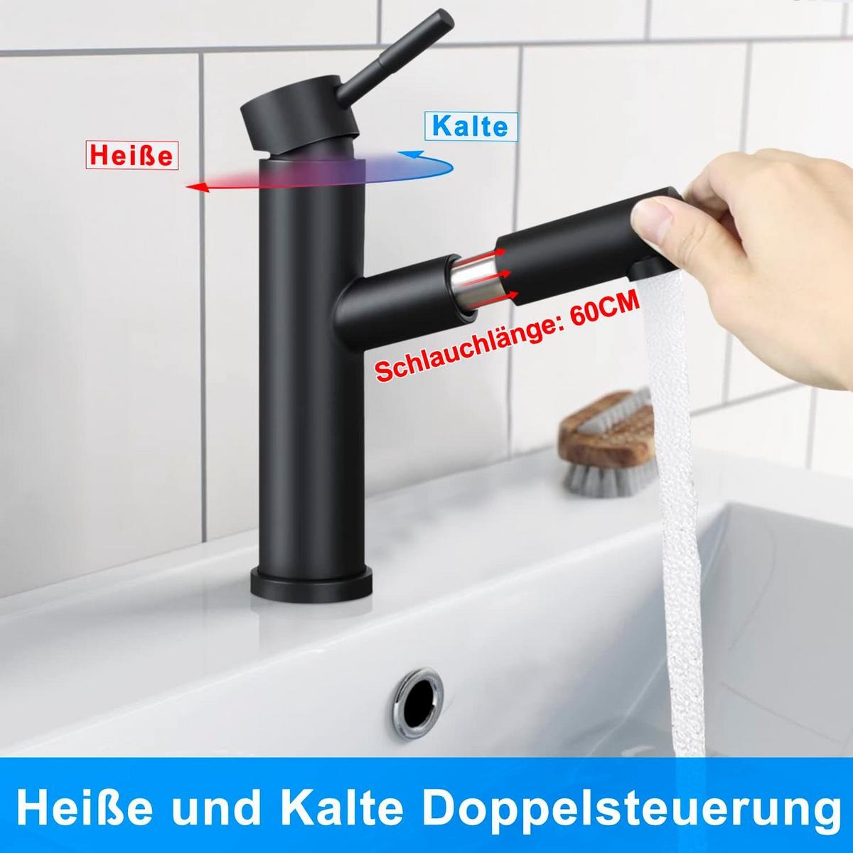 WASCHTISCHARMATUR LURLINE 16/5/21 cm - Schwarz, Metall (5/21/16cm) - Nettlife