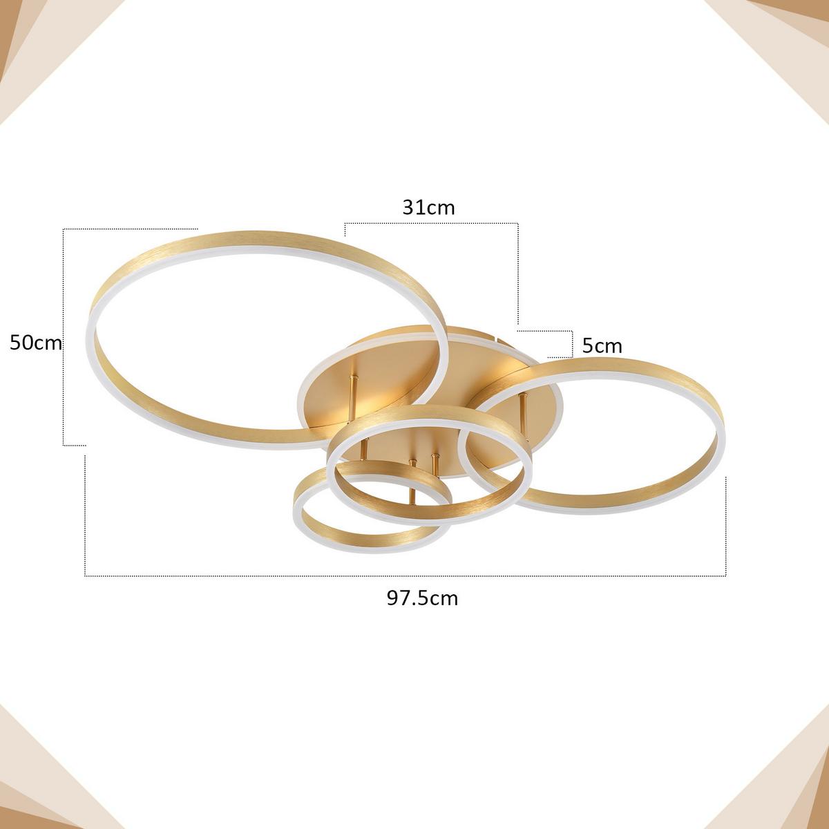 LED-DECKENLEUCHTE Peldar 65.0/98.0/12.0 cm - Goldfarben, Metall (98/65/12cm) - ZMH