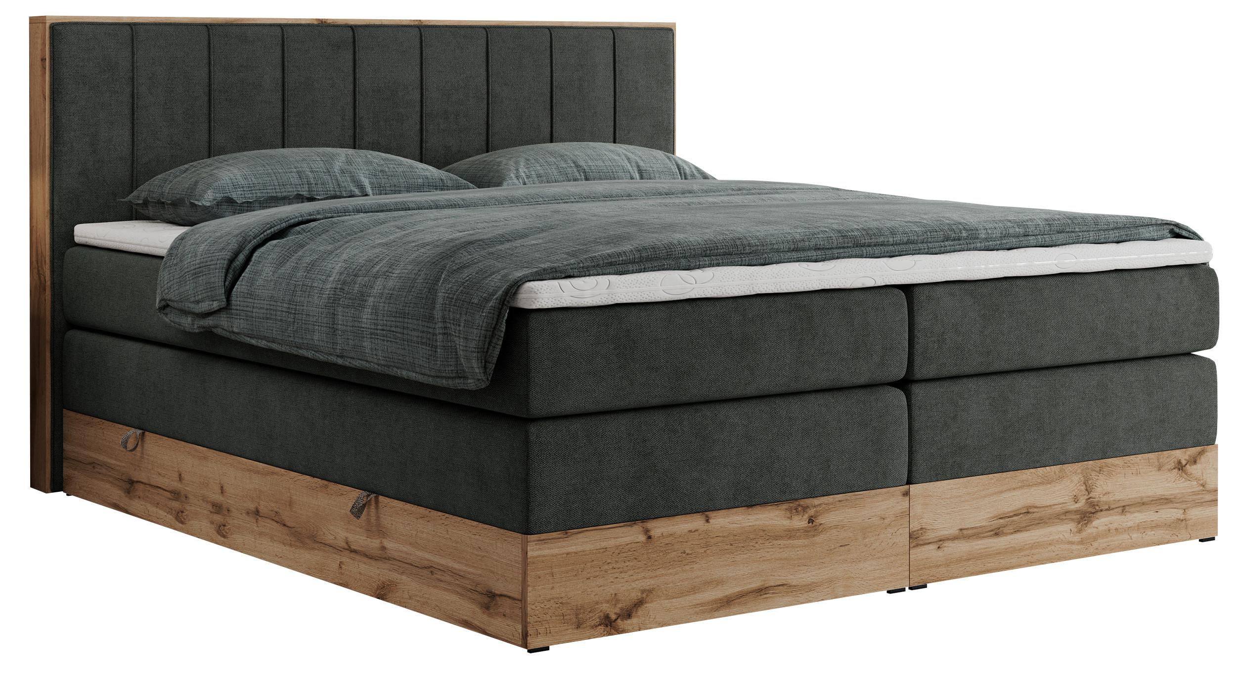BOXSPRINGBETT BELLISSIMO KING 160/200 Dunkelgrau Struktur - H4 - Dunkelgrau, Holz/Textil (160/200cm) - MKS