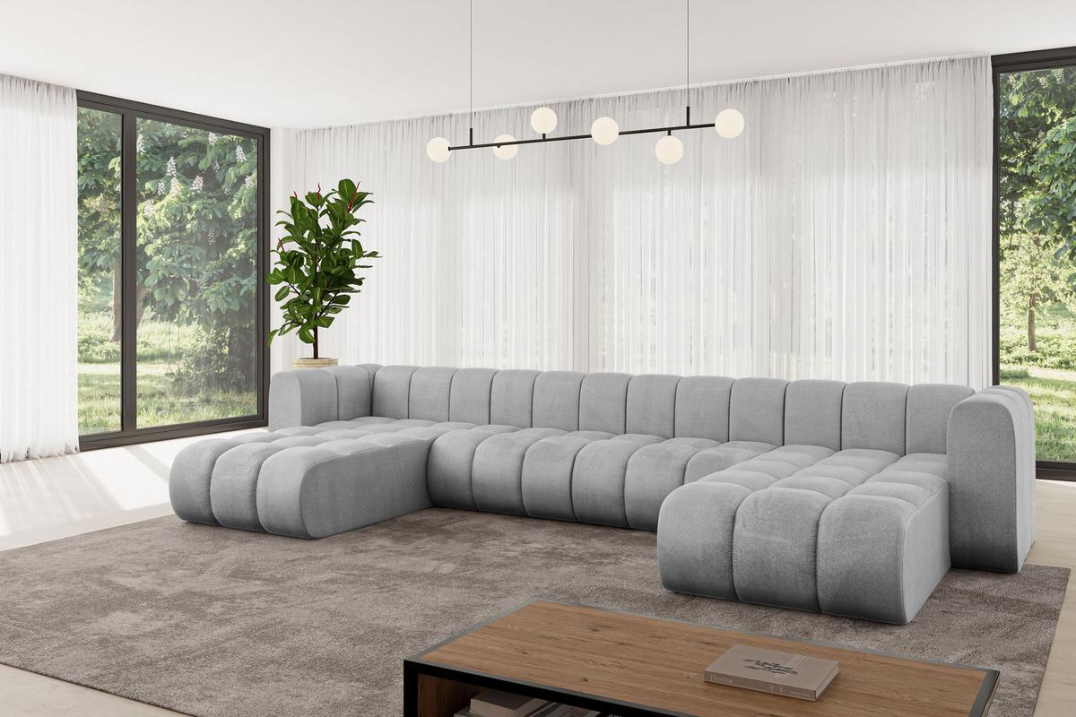 WOHNLANDSCHAFT modulares Sofa Joren-U2 - 410x177x70 cm Grau - Hellgrau, Holzwerkstoff/Textil (410/70/177cm) - ALTDECOR