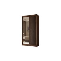 SCHWEBETÜRENSCHRANK LAMELLO 120/216/61 cm Modern Kleiderschrank 2-türig mit Spiegel Nussbaumfarben - Nussbaumfarben, Holzwerkstoff (120/216/61cm) - MASSENO