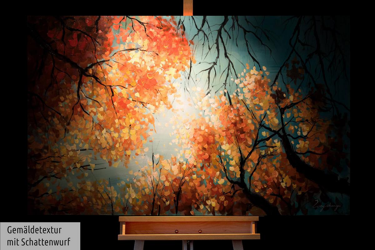 ÖLGEMÄLDE 120/75 cm - Blau/Orange, Holz/Textil (120/75cm) - KUNSTLOFT