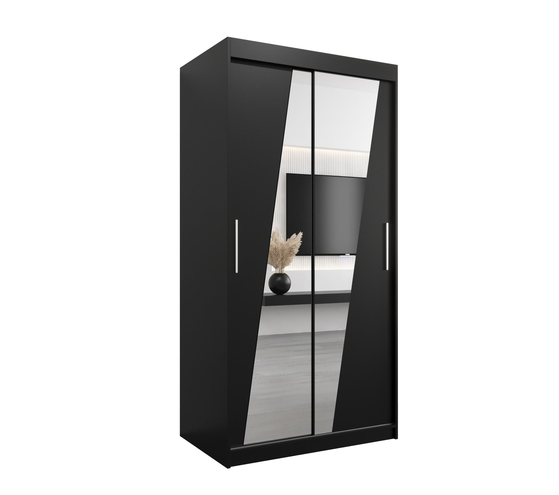 SCHWEBETÜRENSCHRANK 200/100/62 2-türig - Silberfarben/Schwarz, Holz/Kunststoff (100/200/62cm) - MÖBEL KRYSPOL