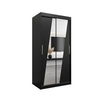 SCHWEBETÜRENSCHRANK 200/100/62 2-türig - Silberfarben/Schwarz, Holz/Kunststoff (100/200/62cm) - MÖBEL KRYSPOL
