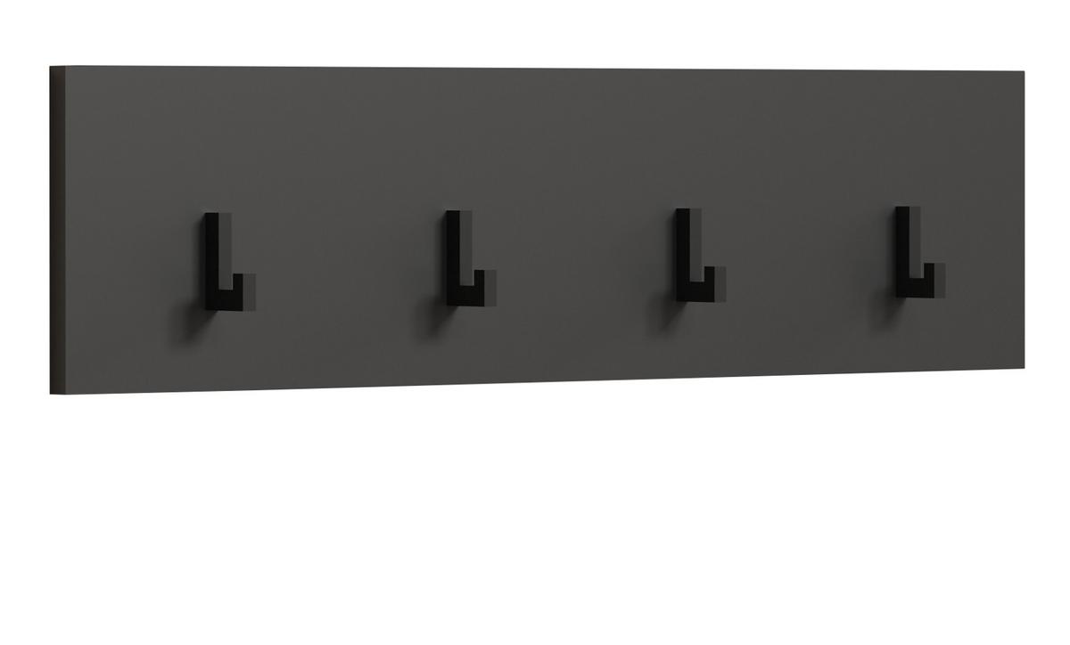 GARDEROBENLEISTE grau 80 x 20 cm, Wandgarderobe mit 4 Haken - Anthrazit/Grau, Holzwerkstoff (6/20/80cm) - Top.Furn