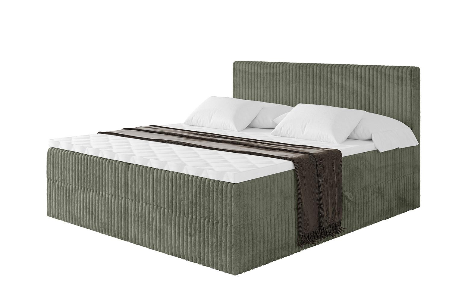 BOXBETT mit Matratze H4 und Lattenrost - TOLO - 120x200 Cord - Olive - Olivgrün, Holzwerkstoff/Kunststoff (120/200cm) - ALTDECOR