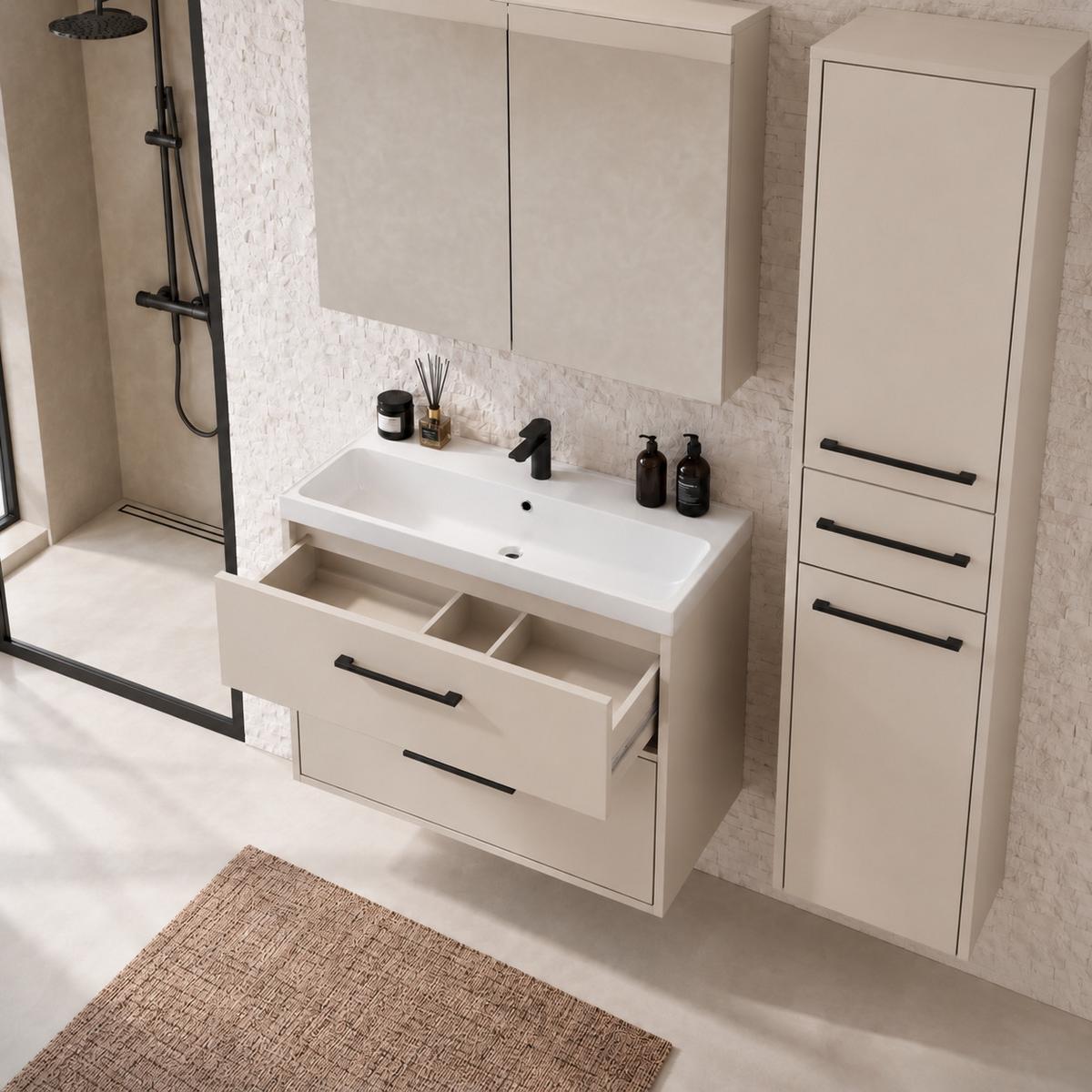 BADMÖBEL-SET Florence 3 Teile Cashmere - 80 x 40 x 51 cm - Kaschmir, Holz (80/54/46cm) - Badplaats