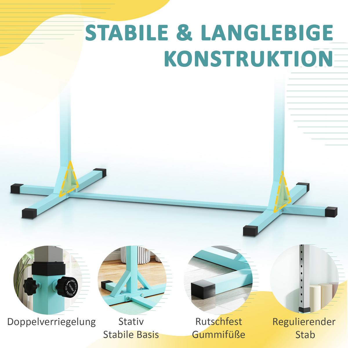 GYMNASTIK-TURNRECK Stahl Buchenholz Hellblau - Hellblau, Metall (121/194cm) - HOMCOM