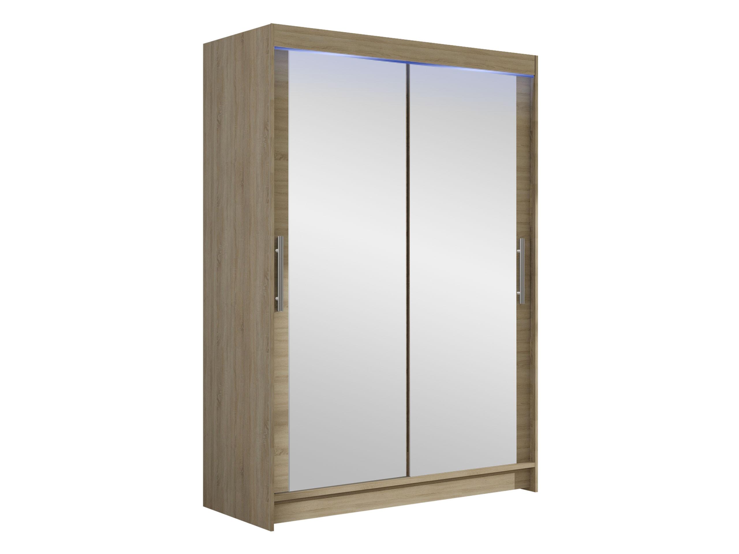 KLEIDERSCHRANK Miami VII, mit RGB LED Beleuchtung - Silberfarben/Sonoma Eiche, Holzwerkstoff/Kunststoff (120/200/58cm) - MIRJAN24