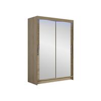 KLEIDERSCHRANK Miami VII, mit RGB LED Beleuchtung - Silberfarben/Sonoma Eiche, Holzwerkstoff/Kunststoff (120/200/58cm) - MIRJAN24