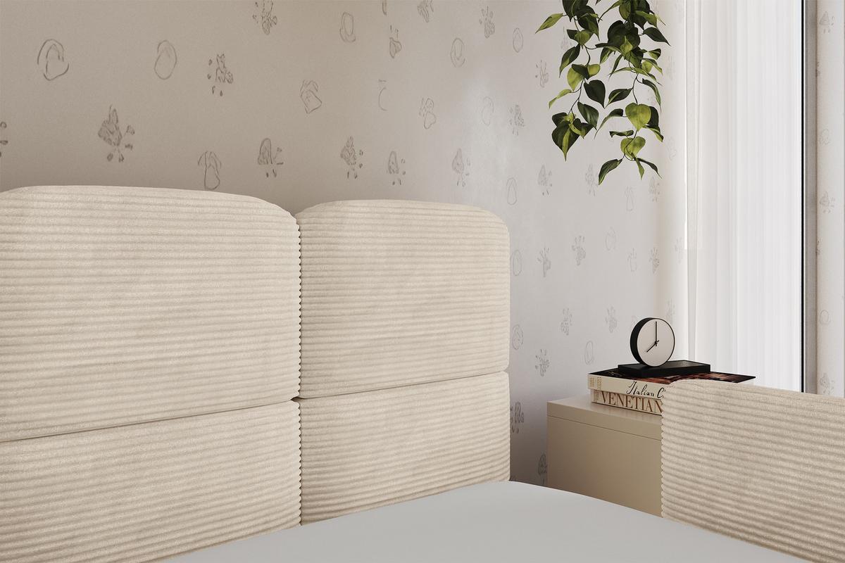 EINZELLBETT Jugendbett mit Bettkasten, Links - KIVY 80x200 Beige - Beige, Holzwerkstoff/Textil (80/200cm) - ALTDECOR