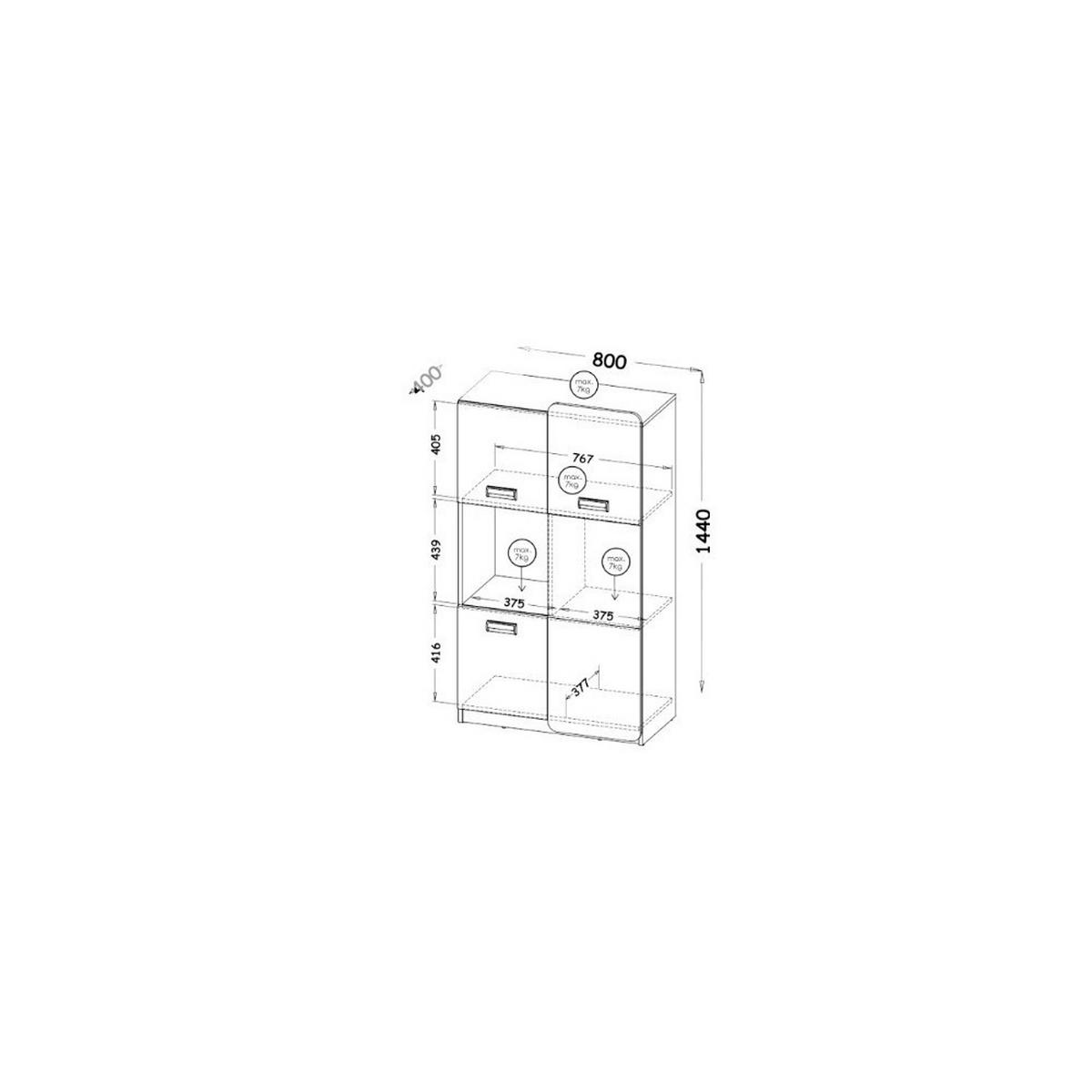 DREHTÜRENSCHRANK MANTI 80/144/40cm 3-türig Weiß - Eichefarben/Weiß, Holzwerkstoff (80/144/40cm) - MASSENO