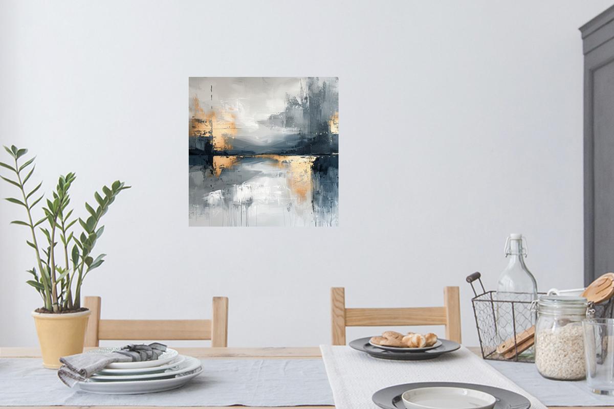 WANDTATTOO Kunst - Grau - Gold - Abstrakt Wanddeko 50x50 cm - Dunkelgrau, Kunststoff (50/50/0.1cm) - MuchoWow