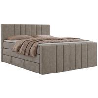 BOXSPRINGBETT INERO DUO KING 200/200 - Greige Stukture - Topper Visco - H4 - Greige/Schwarz, Kunststoff/Textil (200/200cm) - MKS