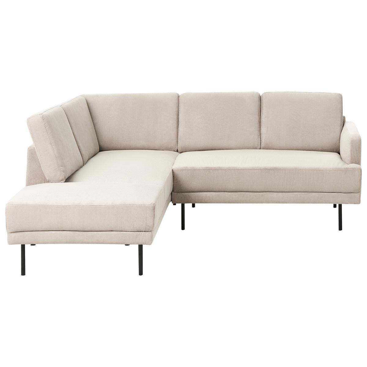 ECKSOFA 4-Sitzer Cord Beige rechtsseitig Breda - Beige/Schwarz, Textil (210/200cm) - Beliani