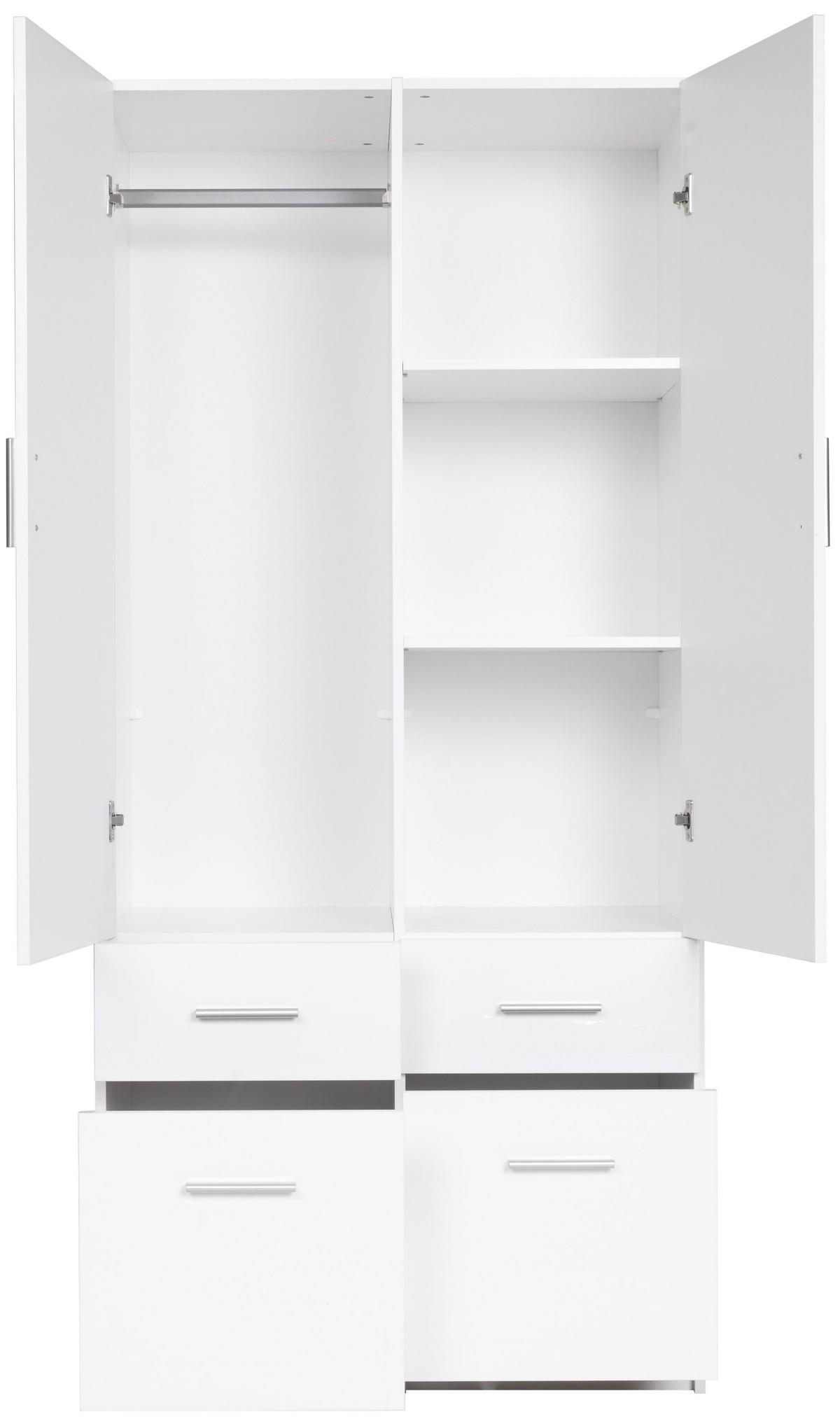 DREHTÜRENSCHRANK RYGEN 90,9/197,5/53,3cm 2-türig Weiß - Weiß, Holzwerkstoff (90.9/197.5/53.3cm) - MASSENO