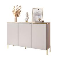 KOMMODE AURORA 3D Kaschmir mit gerade Goldchrom Fuße - Kaschmir/Goldfarben, Holzwerkstoff/Metall (140/91/40cm) - Lookway
