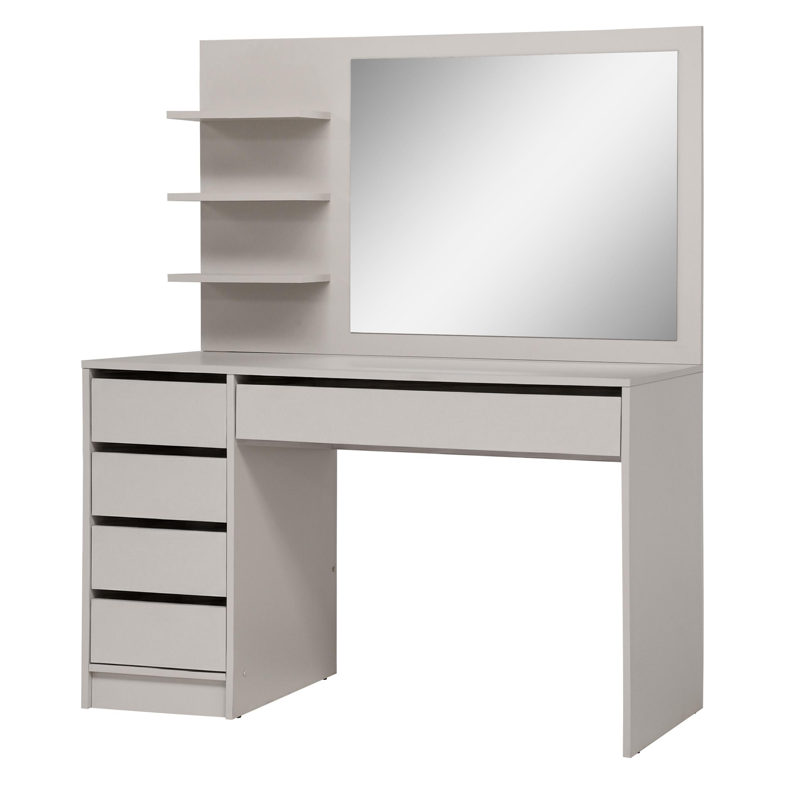 SCHMINKTISCH Malta mit 5 Schubladen, mit Spiegel, grifflos, Kaschmir - Kaschmir/Schwarz, Holzwerkstoff/Metall (120/145.5/57cm) - Beautysofa