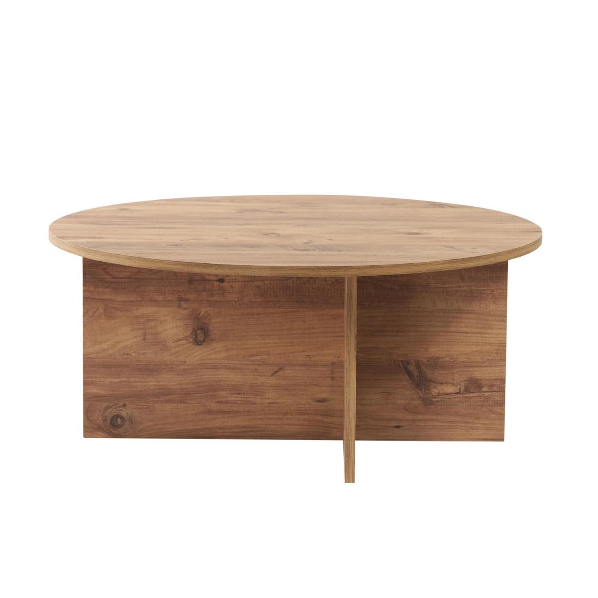 COUCHTISCH mit abgerundeter Platte - soleil 90/90/40 cm - Beige, Holzwerkstoff (90/90/40cm) - Calicosy