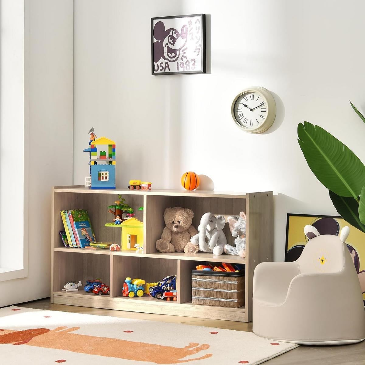 SPIELZEUGSCHRANK Kinder Holz - Apfelbaumfarben, Holz (111/62/30cm) - COSTWAY
