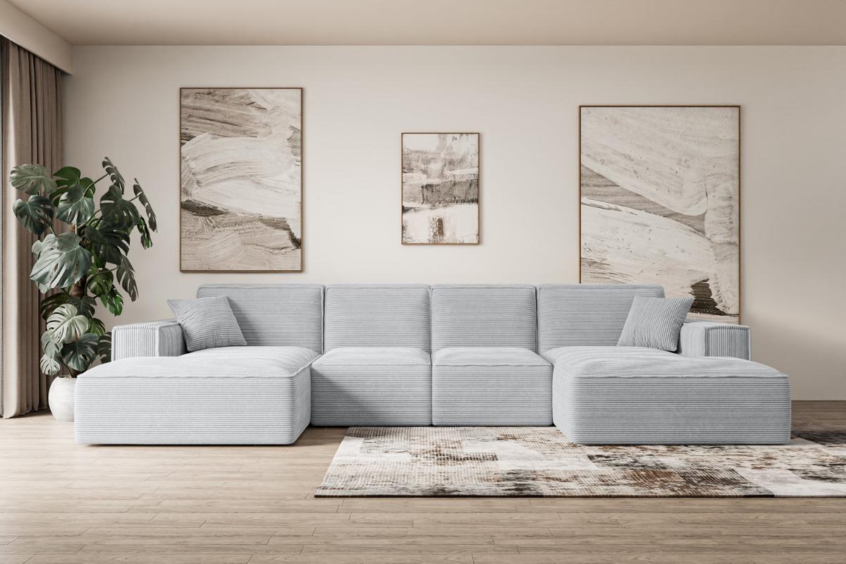 WOHNLANDSCHAFT SIERRA-U - 349x169x80 cm Grau Cord - Schwarz/Grau, Holzwerkstoff/Kunststoff (349/80/169cm) - ALTDECOR