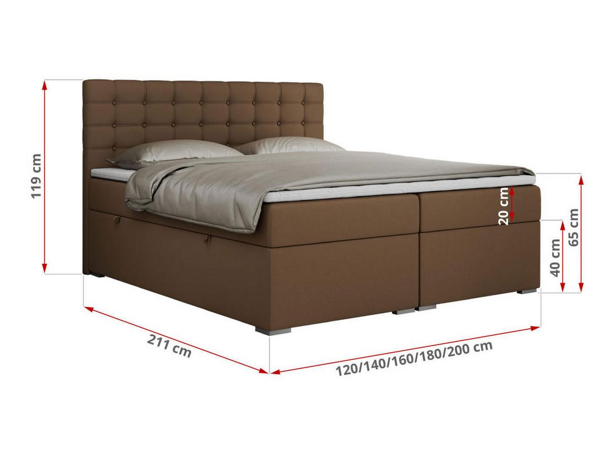 BOXBETT SUSAN 160/200 Braun Kunstleder - H4 - Braun, Holz/Textil (160/200cm) - MKS